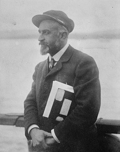 An older Jean Baptiste Charcot in uniform on deck of the Pourquoi Pas.