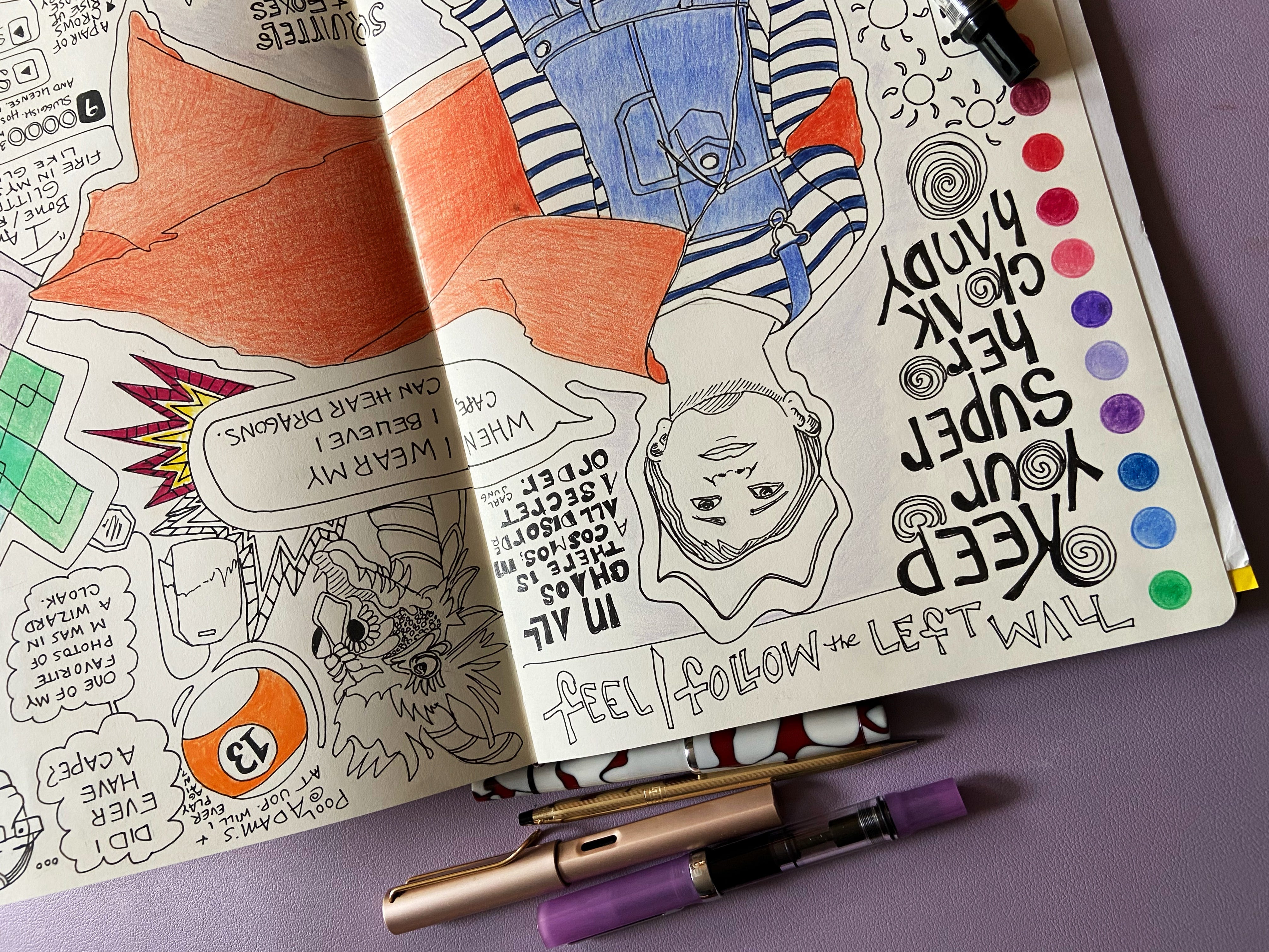 kid with crown and cape figure Illustrated journal page kid with crown and cape figure Illustrated journal page