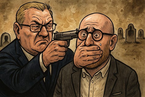 Këto tri karikatura editoriale vizualizojnë rrezikun që vjen nga retorika e Hisen Berishës: një ish-deputet, politikan nga rradhët e PDK-së, një klasë politike nën mandatet e së cilës janë vrarë e zhdukur gazetarë, aktivistë dhe figura publike pas luftës. Simbolika nuk shfaq dhunë fizike, por ekspozon qartë kërcënimin i cili nënkuptohet kur një gazetar etiketohet publikisht si ‘target’ për t’u goditur ‘drejtpërdrejt e fortë’. Aty ku fjala nxit, arti paralajmëron.