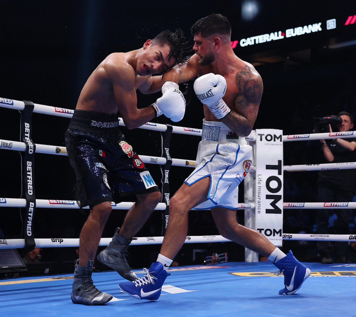 Joe Cordina whips a right hook across the face of Jaret Gonzalez.