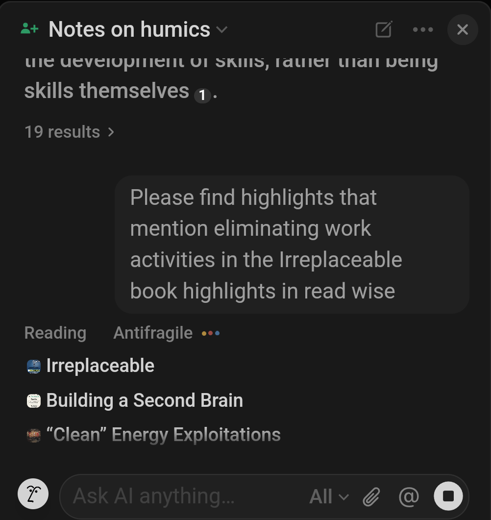 Notion AI finding notes on Humics