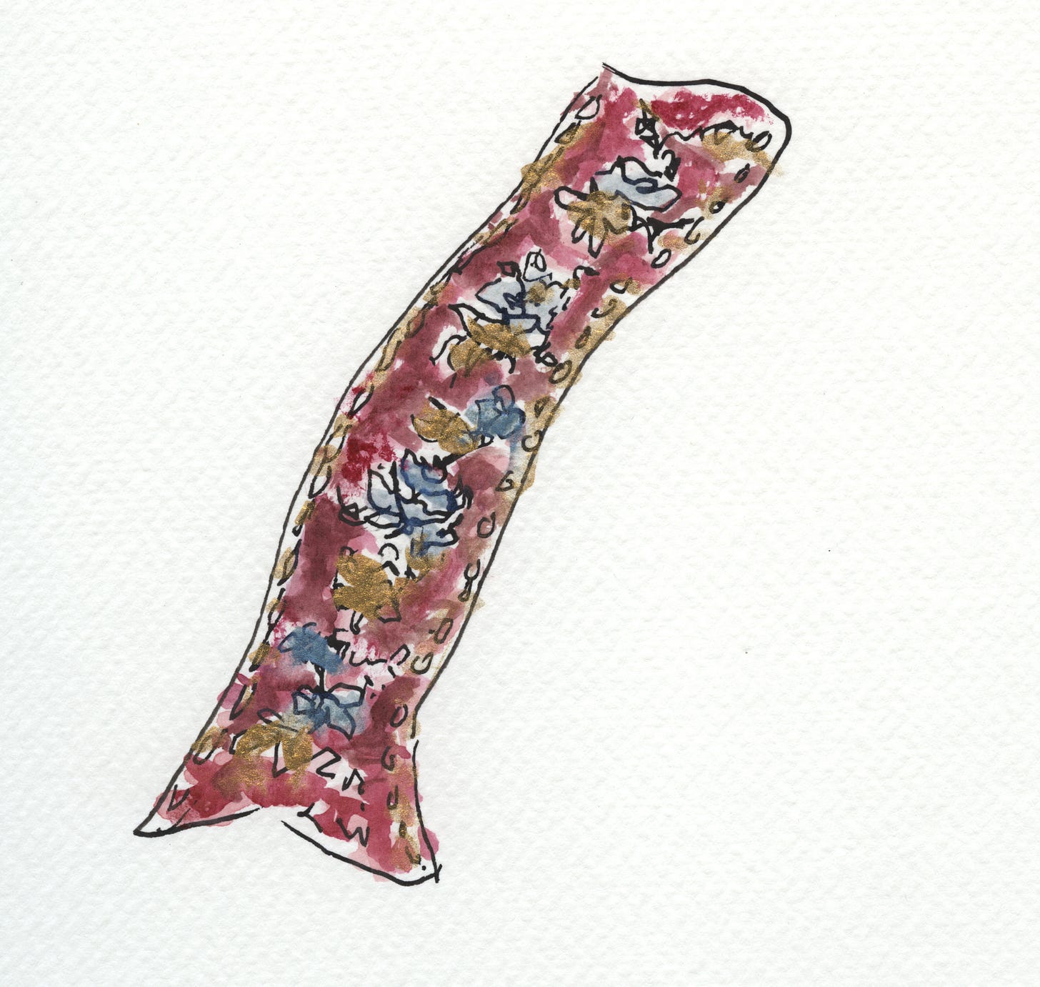 painting of floral ribbon by Sarah Hauser