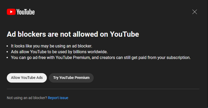 "Ad blockers are not allowed on YouTube" "Ad blockers violate YouTube's Terms of Service" - How to block YouTube ads.