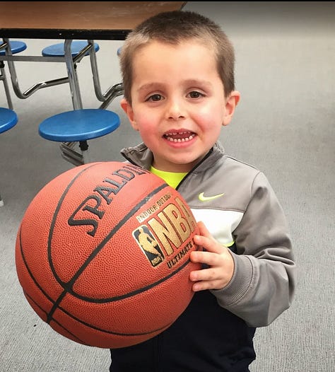 Teegan and Derek through the years, nine images from a very full photo library. Just one screen shown: A brother and a son on Facetime.