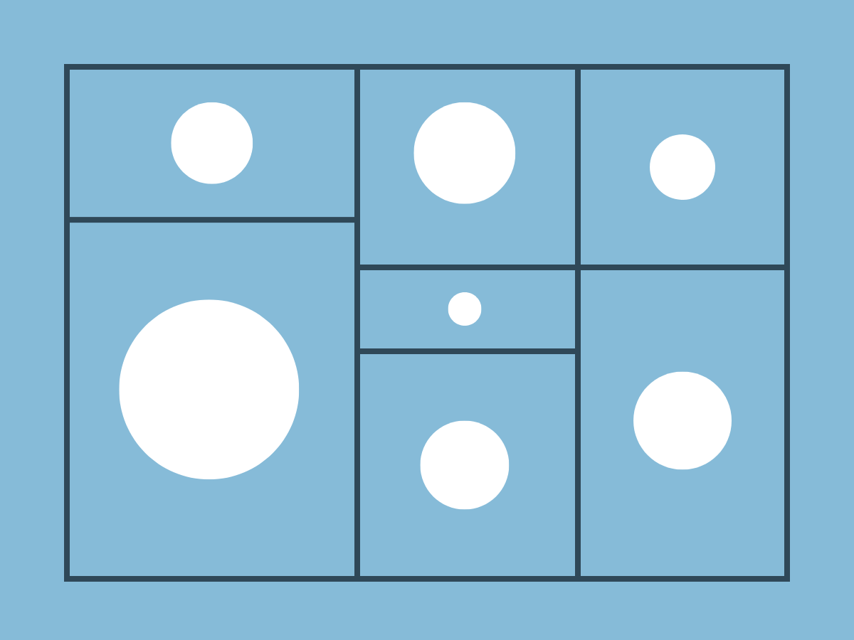 baby blue background with a series of white circles on it