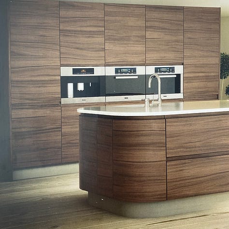 Modern, slick kitchen designs. Three inspirational images which were used for the final design of my dream kitchen