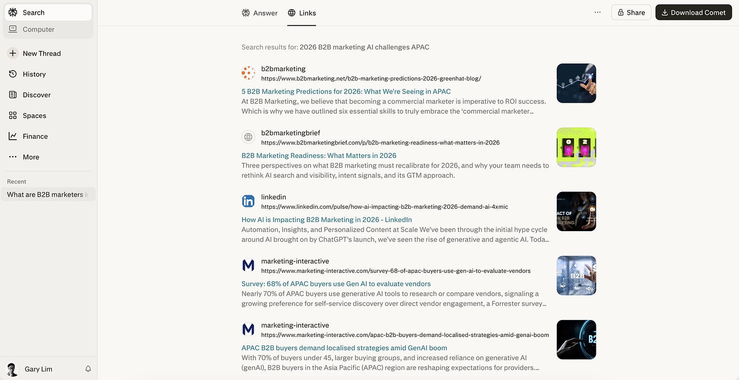 Perplexity Search Results Links - How Marketers AI by Gary Lim Perplexity Search Results Links - How Marketers AI by Gary Lim