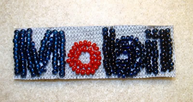 Beaded Boston trolley MBTA Citgo Mobil gas station prices sign T bead embroidery artist pop art petrol Beaded Boston trolley MBTA Citgo Mobil gas station prices sign T bead embroidery artist pop art petrol