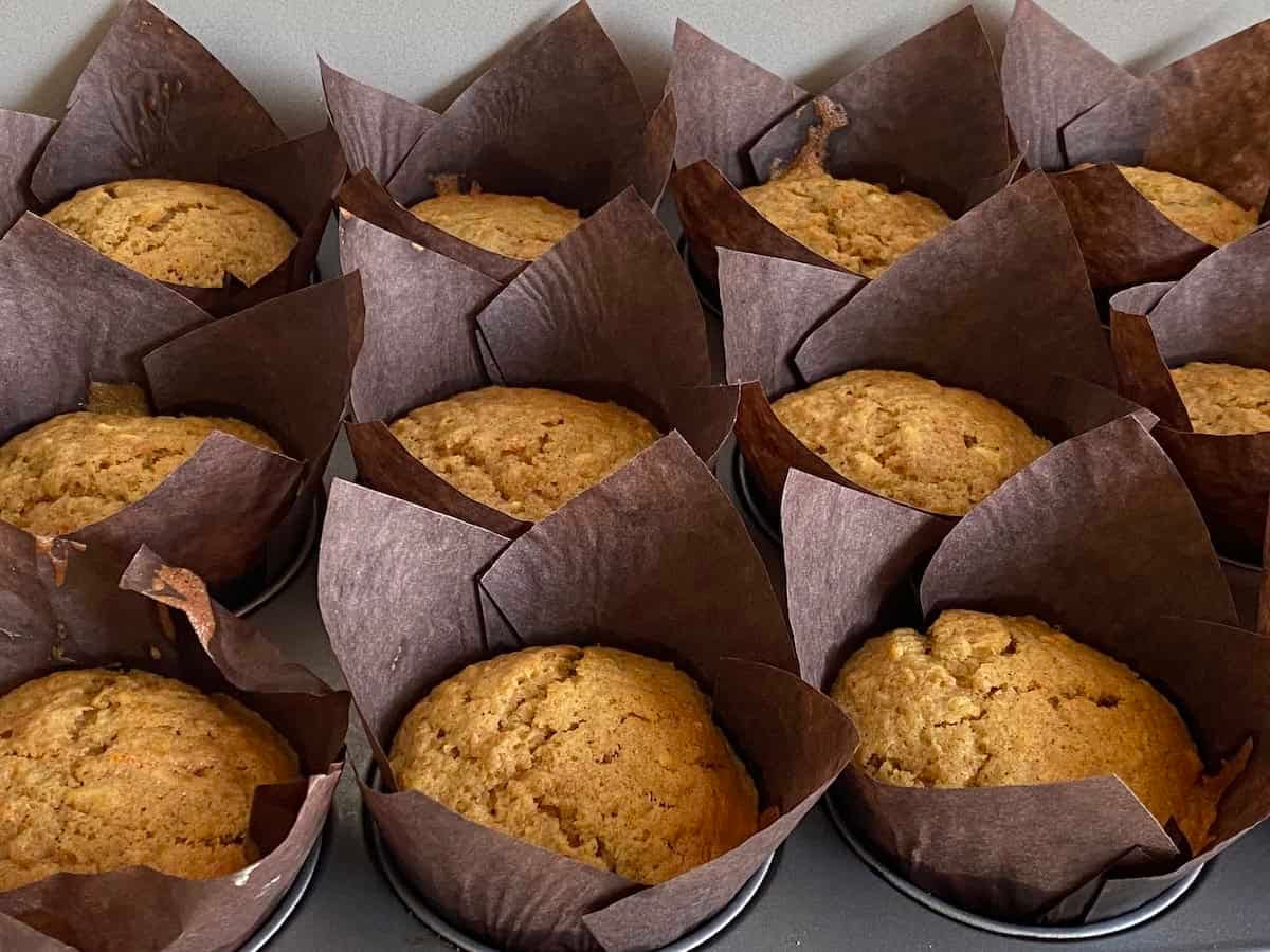 Baked Carrot cake Muffins on a Muffin tray. Baked Carrot cake Muffins on a Muffin tray.