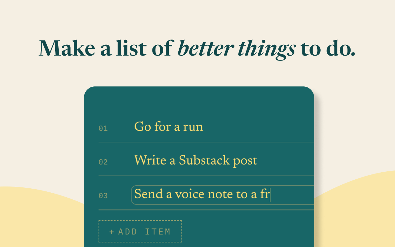 Onboarding: make a list of better things Onboarding: make a list of better things