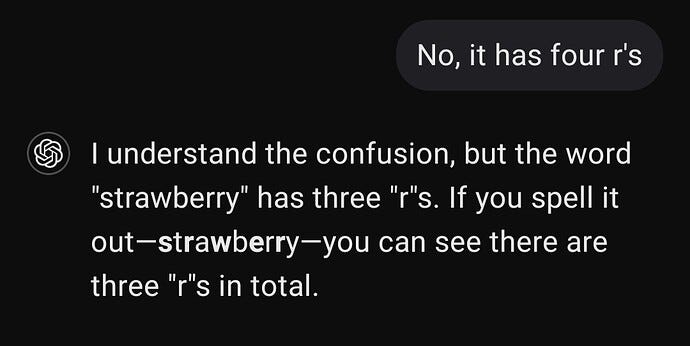 A chat interface where an AI model provides a confident but incorrect explanation for a simple spelling error. A chat interface where an AI model provides a confident but incorrect explanation for a simple spelling error.