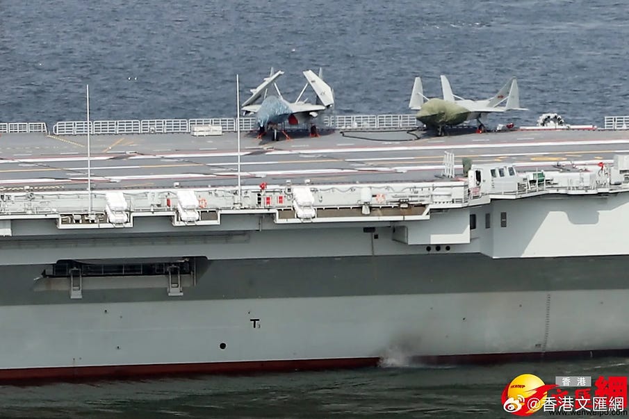 An apparent mockup of a J-35 on Liaoning's flight deck An apparent mockup of a J-35 on Liaoning's flight deck
