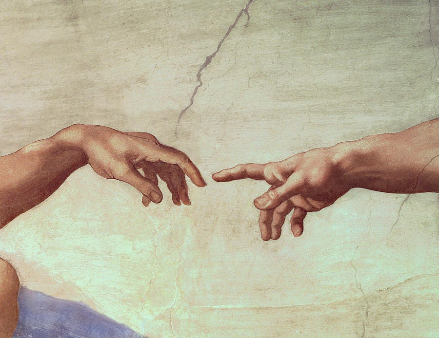 Hands Painting - Detail from The Creation of Adam by Michelangelo
