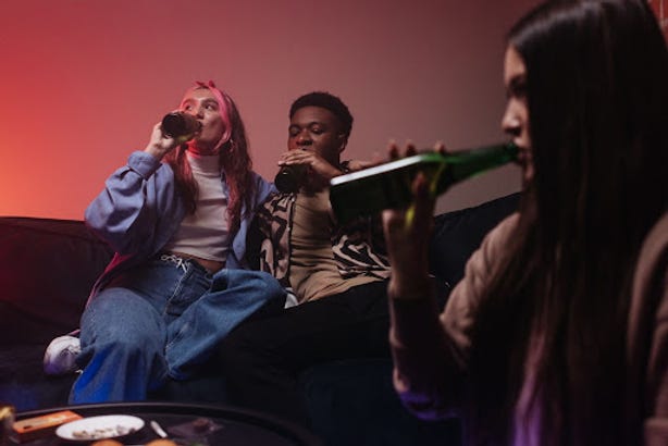 People drinking beer.
