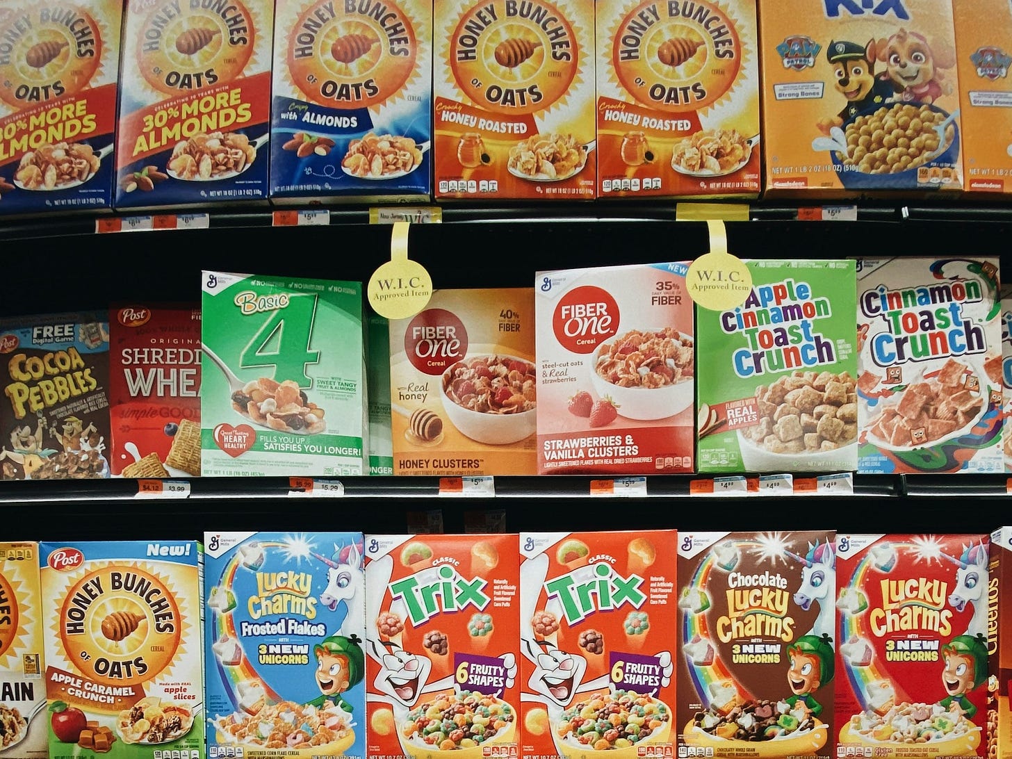 brown and red labeled boxes