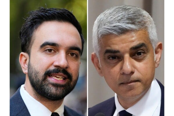 London's Sadiq Khan and NYC Mayor-elect Zohran Mamdani have much in common,  but also differences | AP News