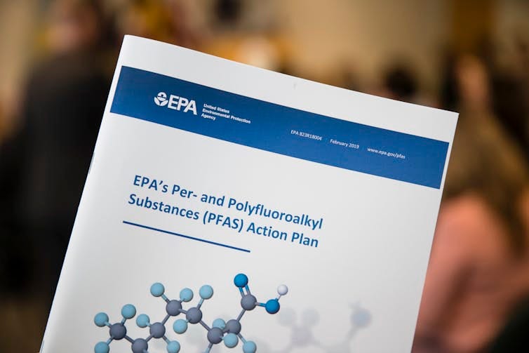 White and blue pamphlet that says 'EPA's Per- and Polyflouroalkyl Substances (PFAS) Action Plan'