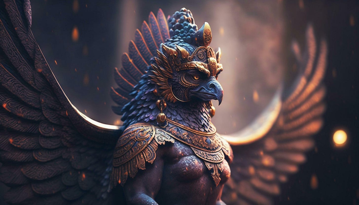 Majestic Garuda Sculpture Symbol of Power and Devotion in Indian Mythology AI  generated 24071017 Stock Photo at Vecteezy