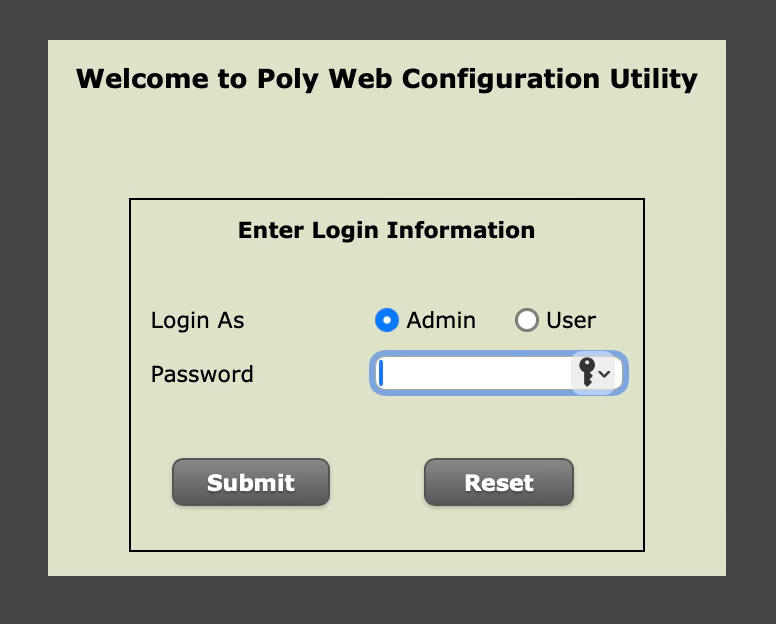 Phone configuration login screen
