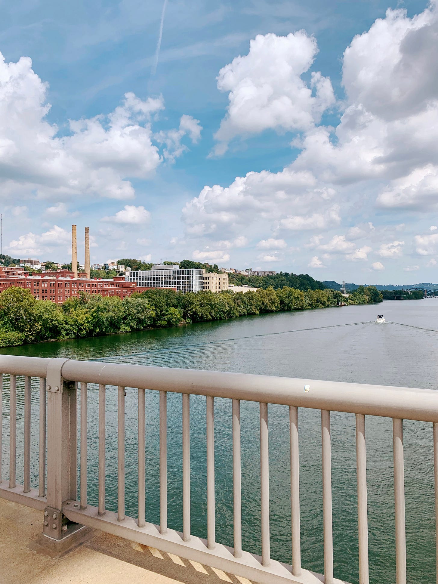 Looking at river and former mills from the bridge