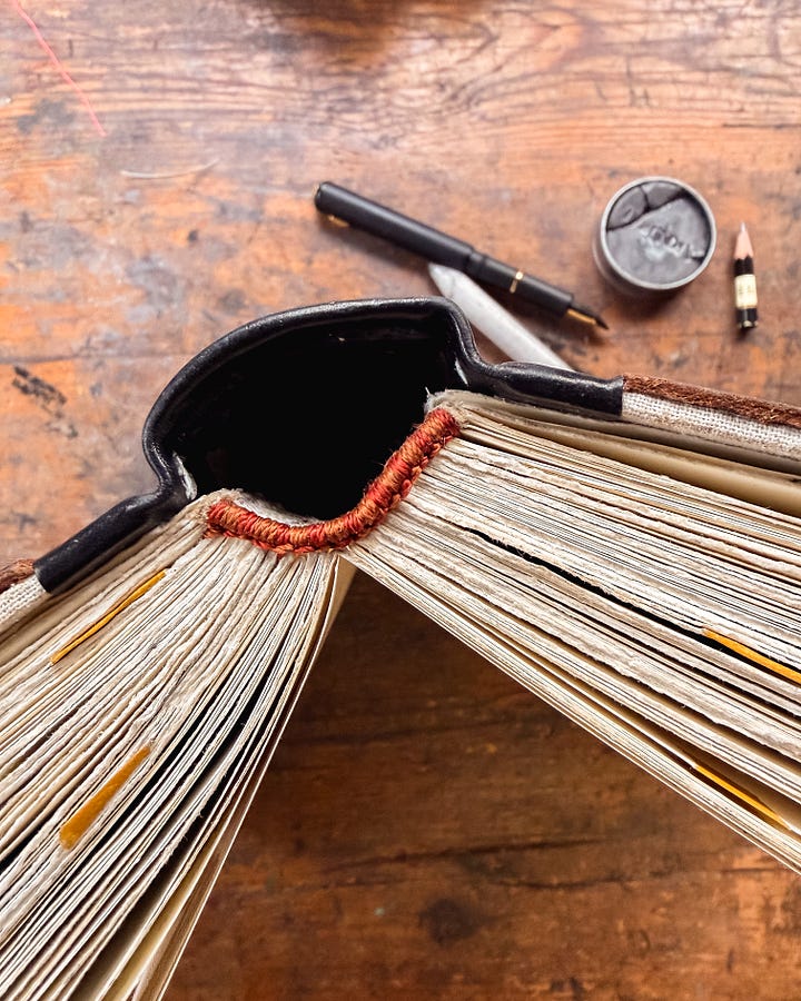 handbound journal, copper dog fish
