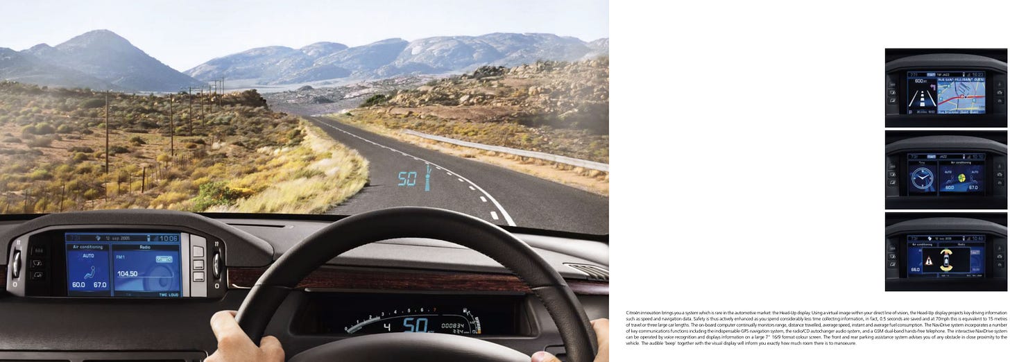 Citroën C6 2006 brochure HUD head-up display Citroën C6 2006 brochure HUD head-up display