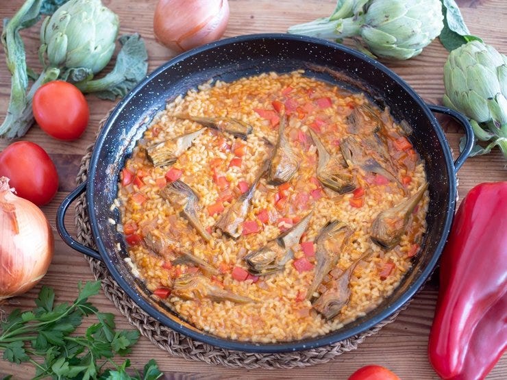 Arroz con alcachofas