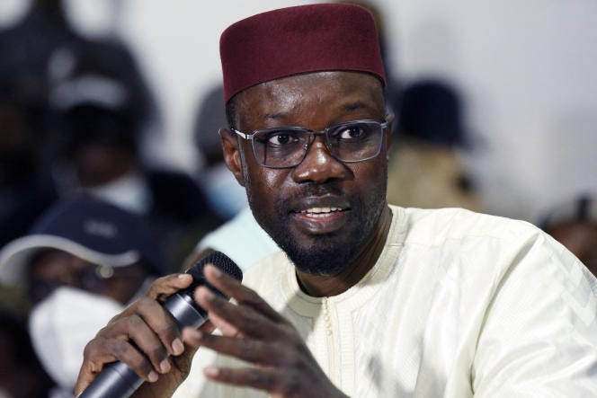 Senegalese's opposition leader Ousmane Sonko on March 8, 2021.
