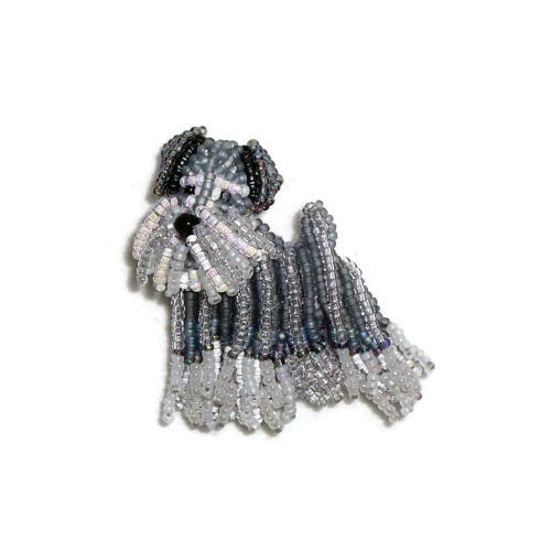 Salt & Pepper Miniature Schnauzer Beaded Bead embroidery pin brooch Etsy bead artist Amazon Handmade dog jewelry animal Vanderpump dogs per Salt & Pepper Miniature Schnauzer Beaded Bead embroidery pin brooch Etsy bead artist Amazon Handmade dog jewelry animal Vanderpump dogs per