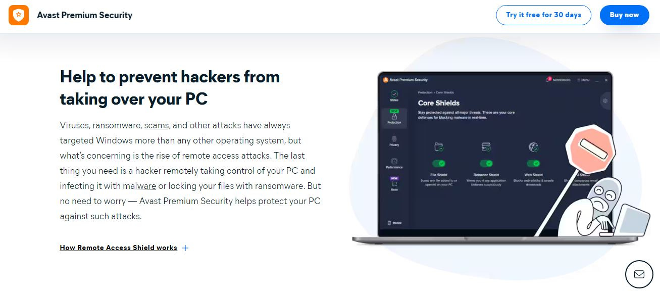 Avast Premium Security dashboard highlighting multi-device protection features
