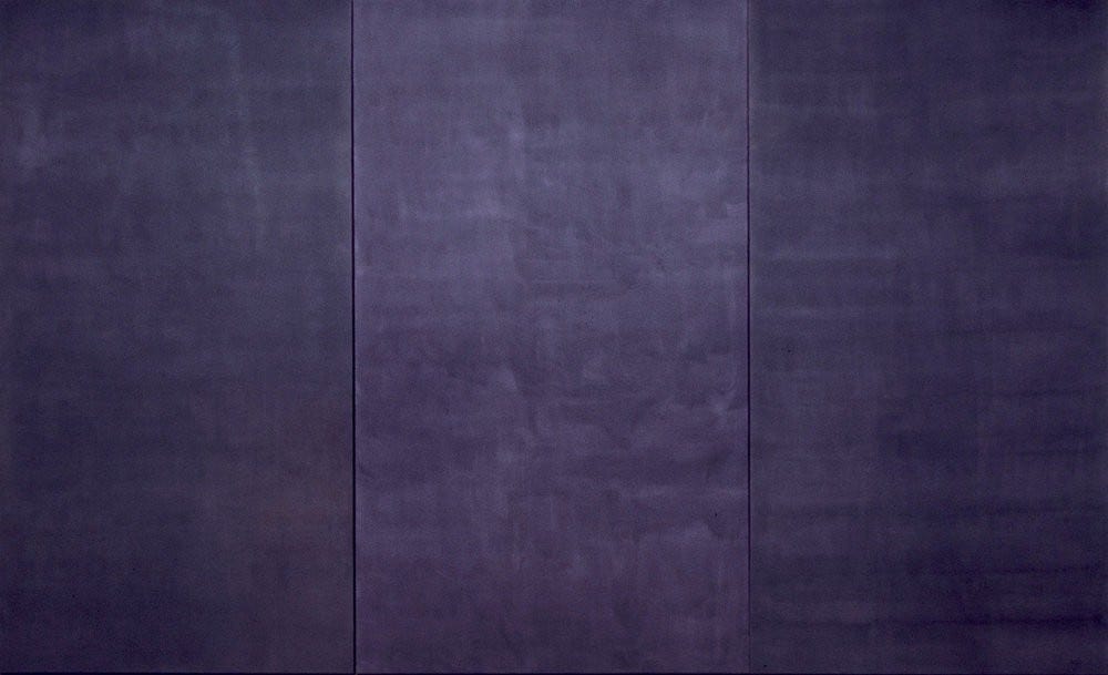 Three huge black, or nearly black abstract paintings.
