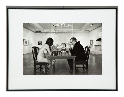 Marcel Duchamp Playing Chess with a Nude Eve Babitz Lot 588