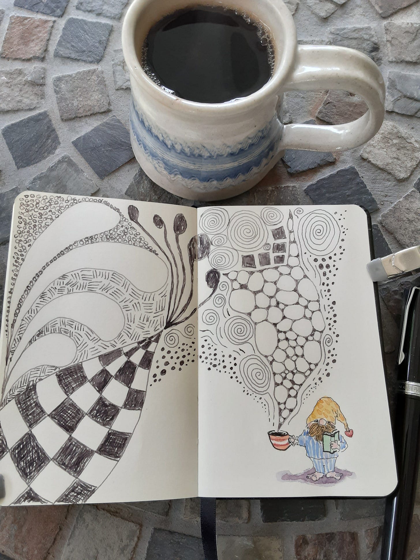Coffee and sketch by Sue Clancy