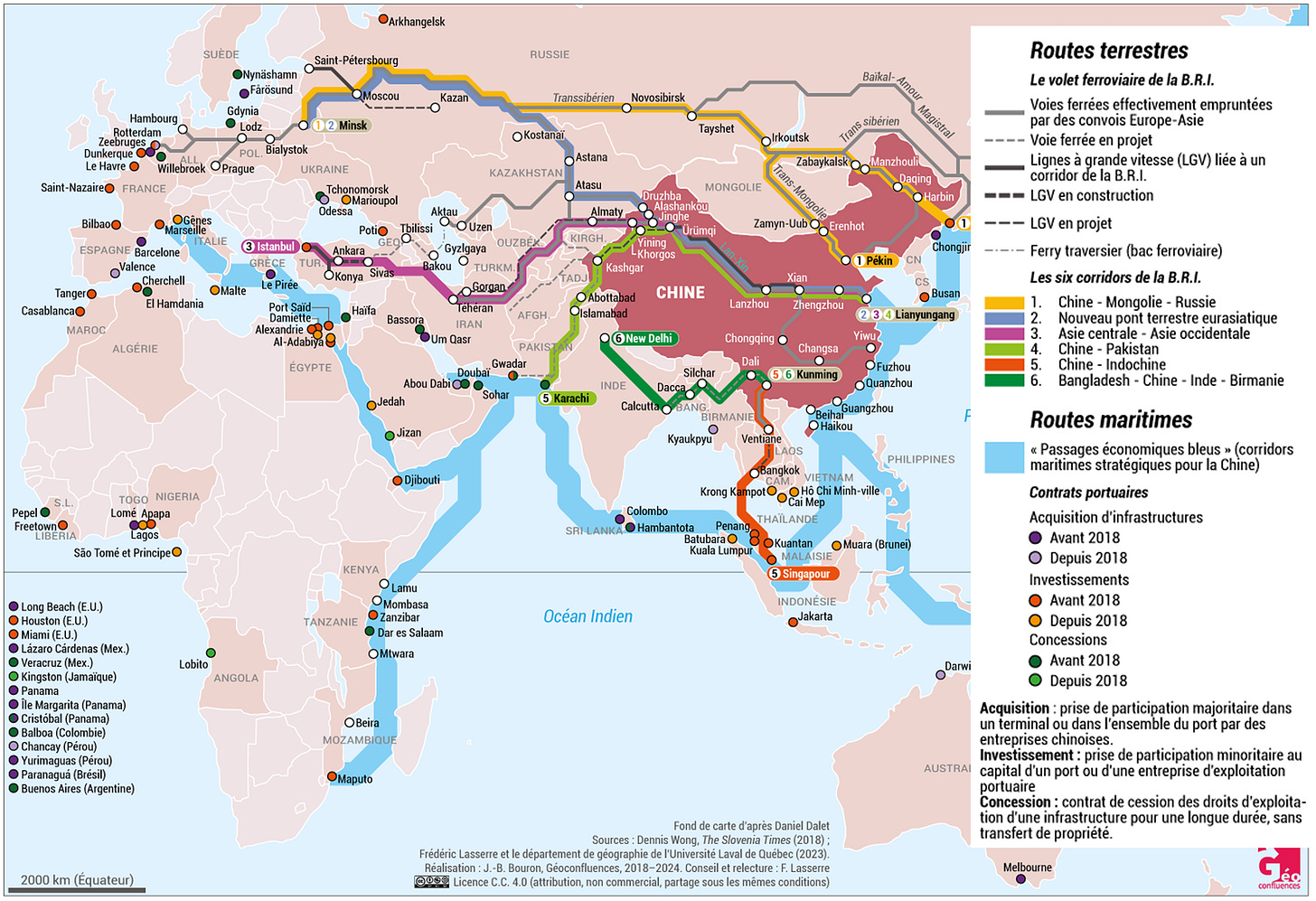 Carte des Nouvelles Routes de la Soie - 