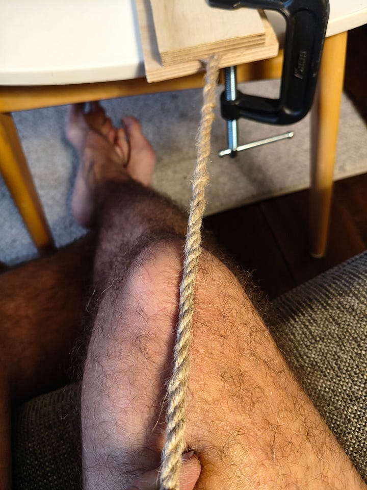 Homemade rope from natural twine, fitted as cupboard handles