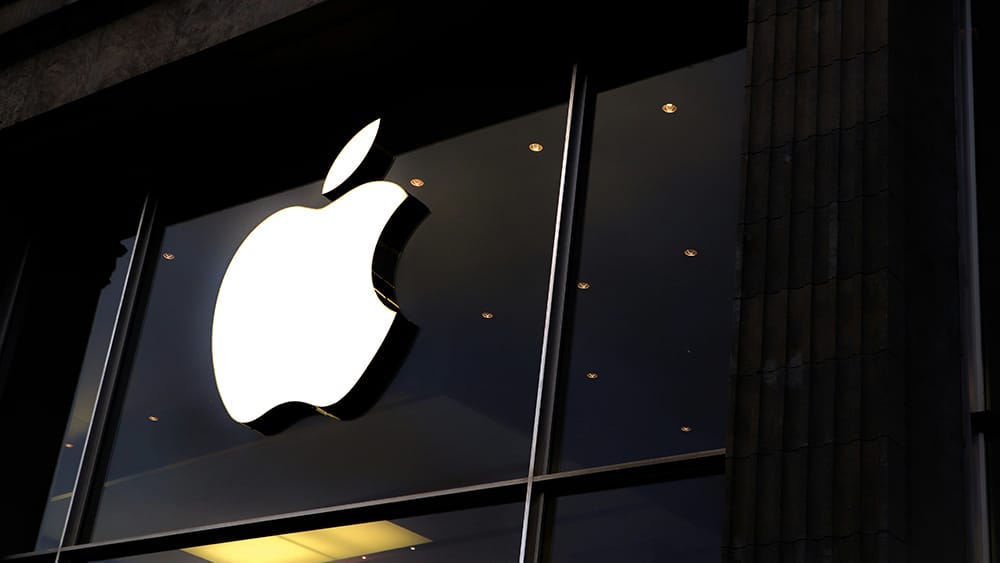 White Apple logo on a building White Apple logo on a building