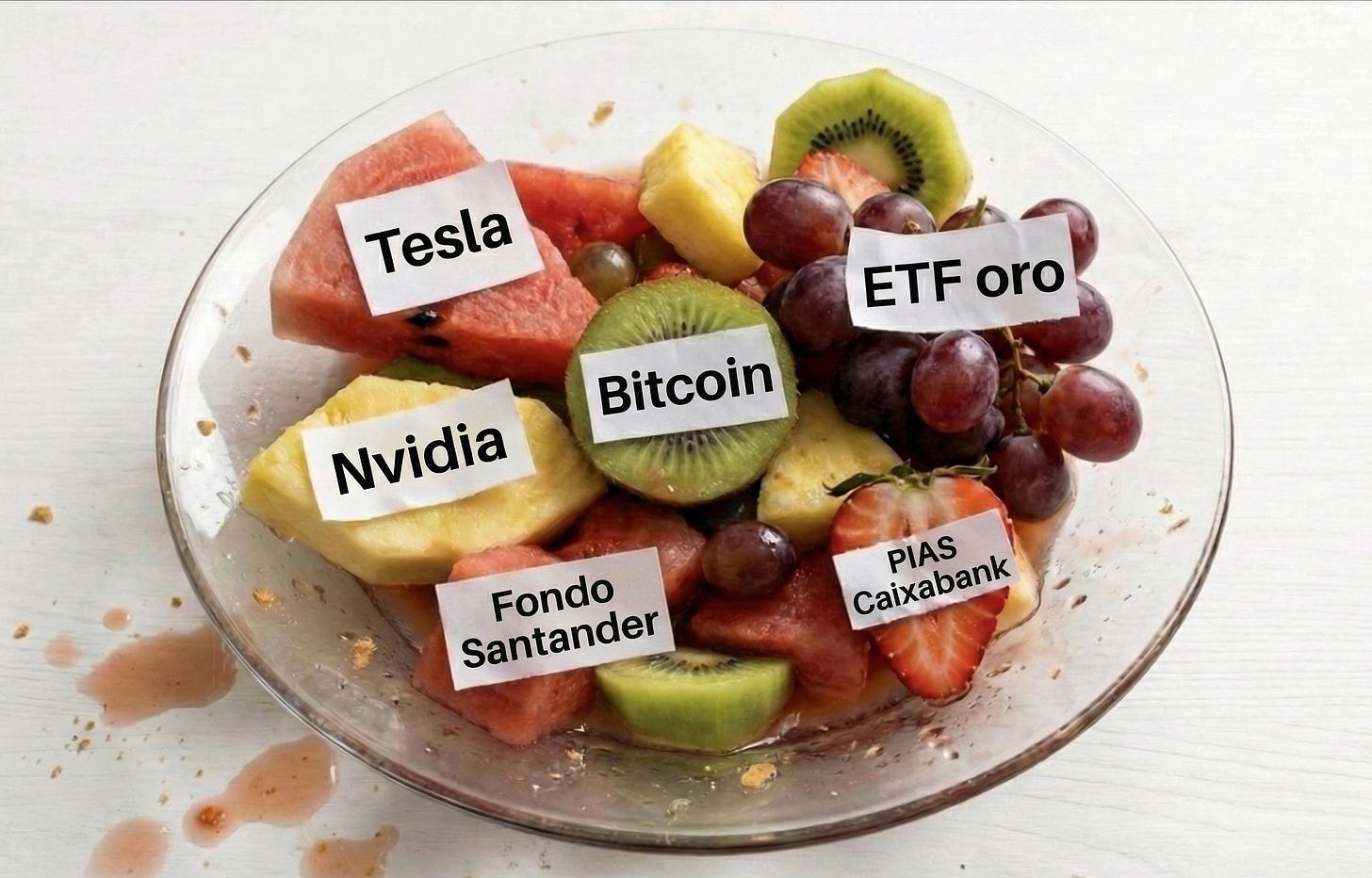 Plato de frutas como macedonia de clases de activos