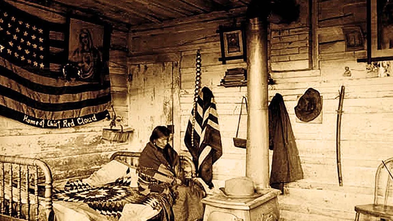 Photo of a Japanese Katana hanging on the wall of Chief Red Cloud.