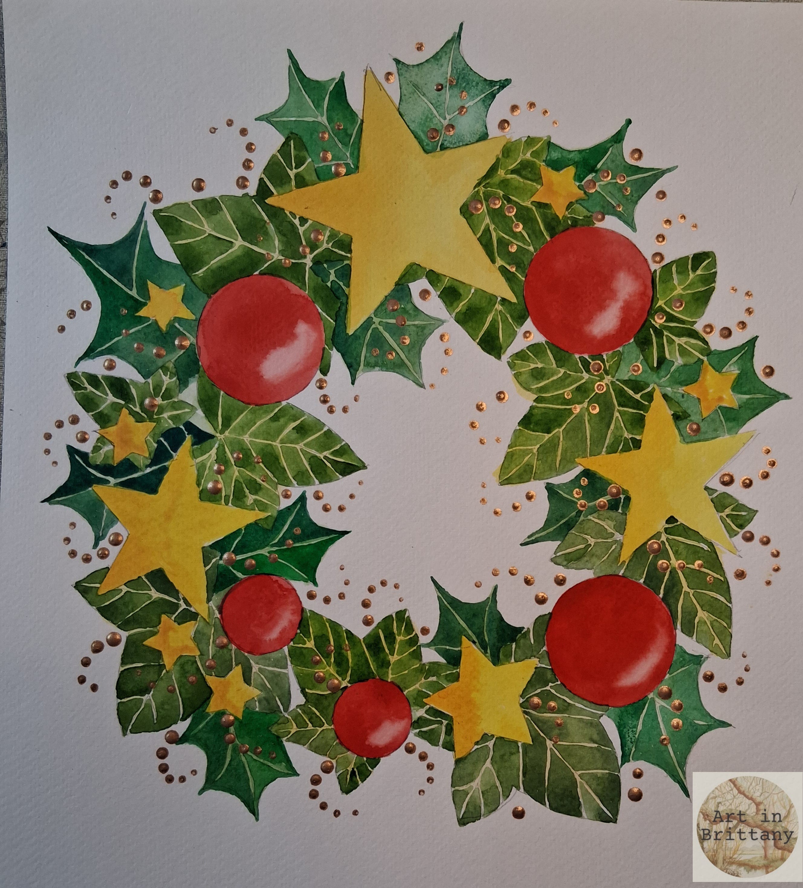 A Christmas Wreath - by Elizabeth Tomkins - Art in Brittany