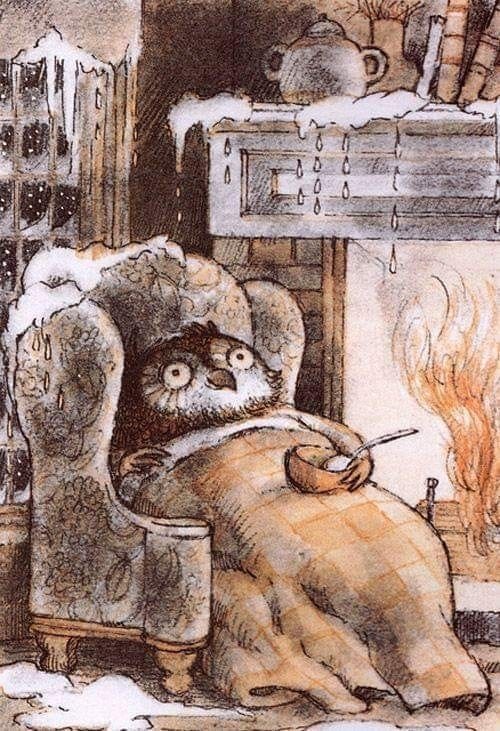 This may contain: a drawing of an animal sitting in a chair