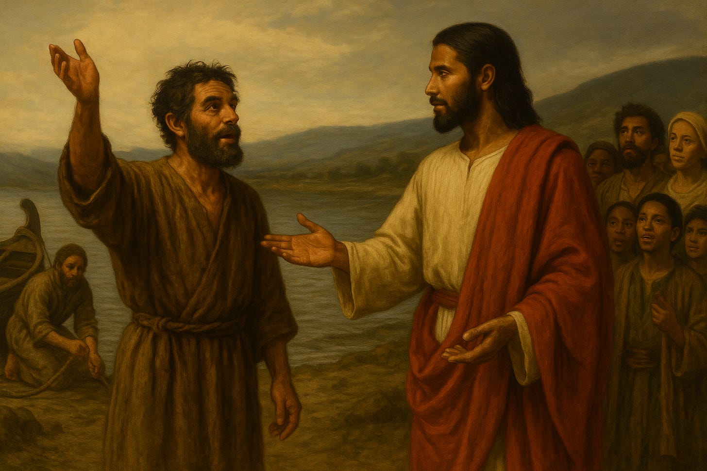 A painting of a person talking to another person

AI-generated content may be incorrect.