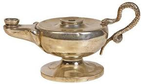 English hallmarked sterling silver Victorian oil lamp with a ...