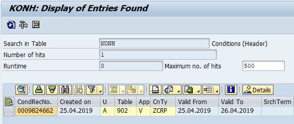 Master data entry updated by Change Pointers - Conditions Header (KONH) in transaction se16n Master data entry updated by Change Pointers - Conditions Header (KONH) in transaction se16n