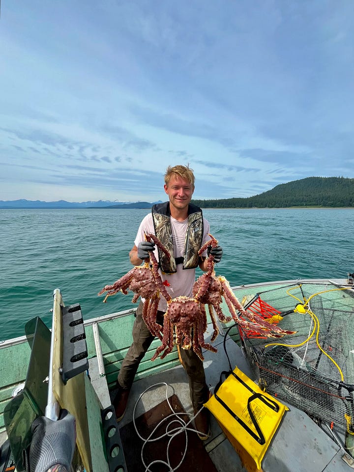 My son with his Alaskan King Crab catch