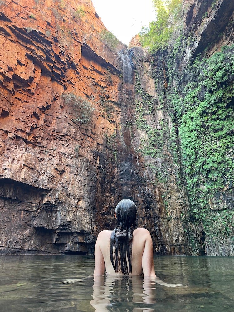 girl swimming in Emma Gorge El Questro WA