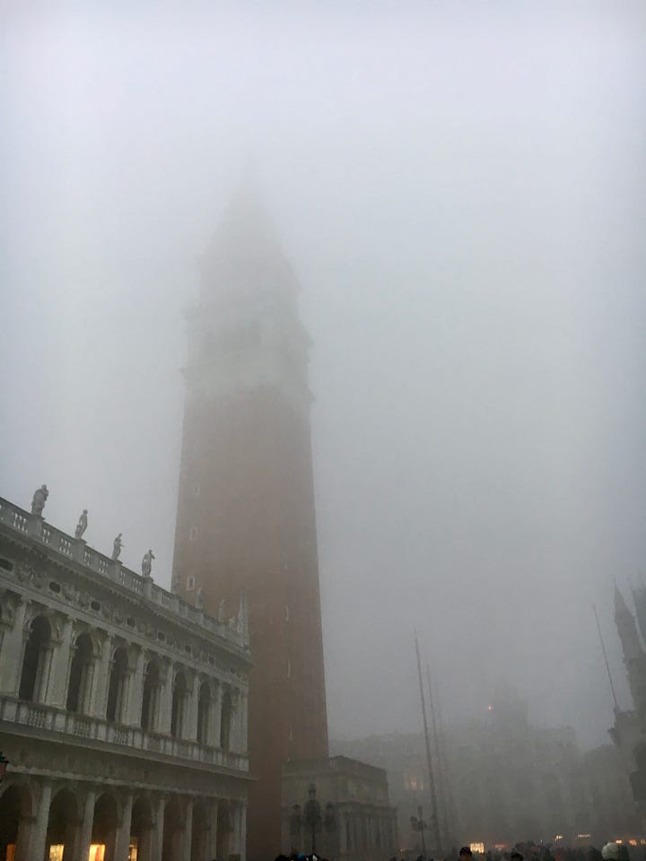 Foggy Venice Piazza San Marco and grand canal