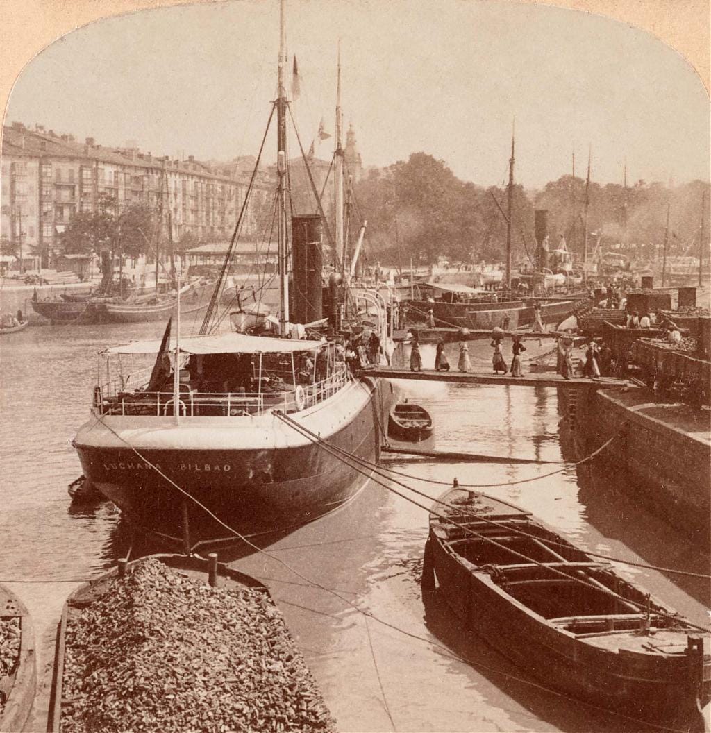 Women coaling a steamer in Bilbao, Spain, 1902 Women coaling a steamer in Bilbao, Spain, 1902