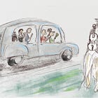 Four luthiers in a car (Germany upside down)