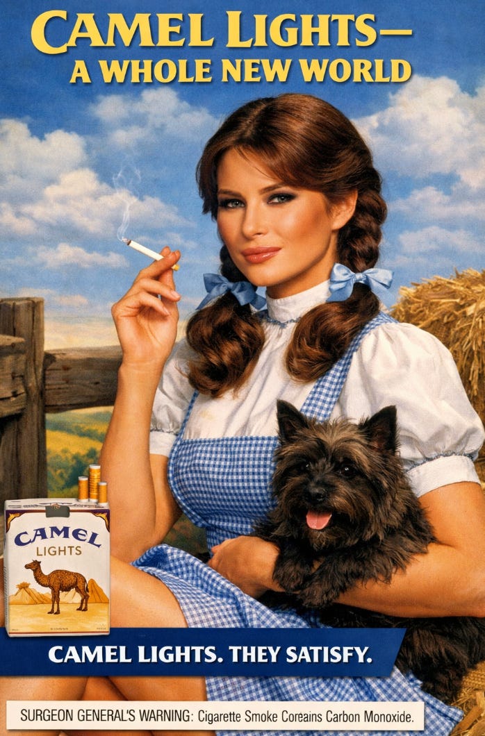 melania camel cigarette ad Toto, This Looks Like the White House!