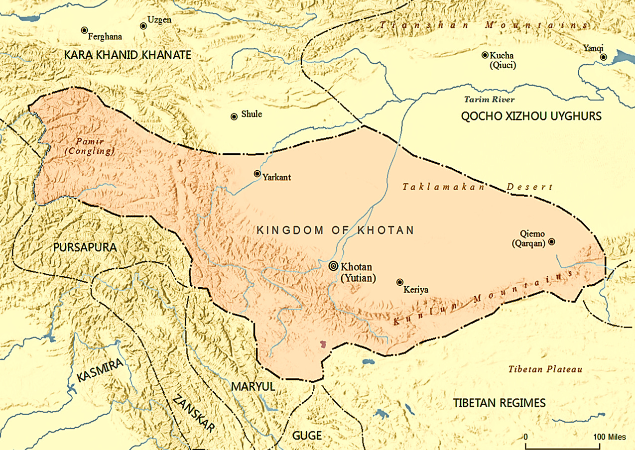 Map of the kingdom of Khotan, c. 1000 Map of the kingdom of Khotan, c. 1000